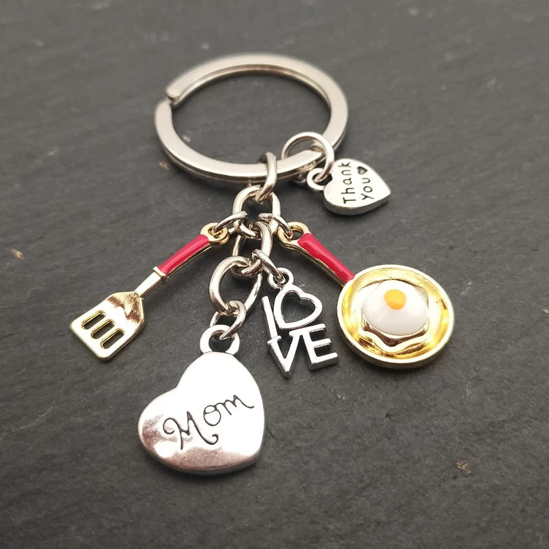 Heart-Shaped Engraved Letter Keychain