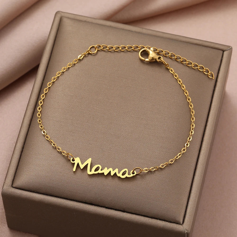 Stainless Steel Bracelets Mama, Mom Gift