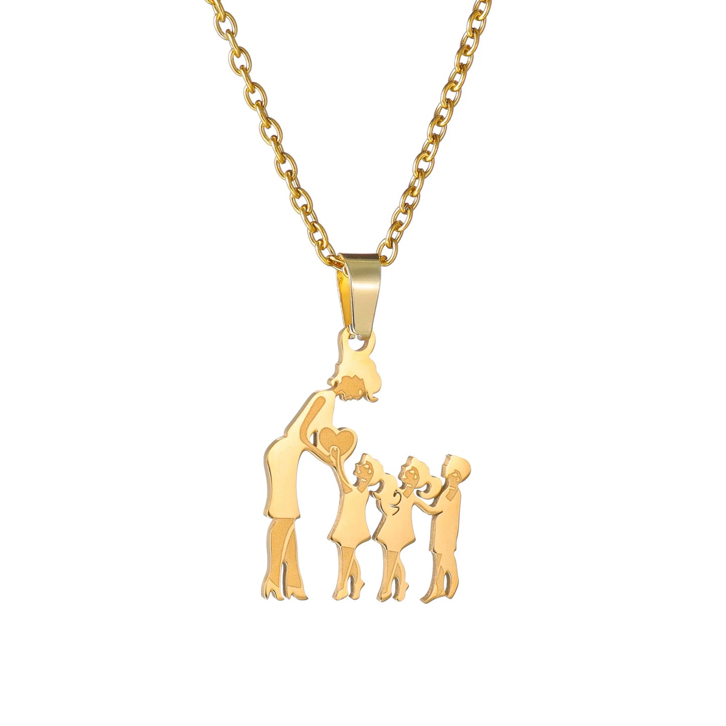 Stainless Steel Family Necklace – Mama Pendant Gift for Women & Kids | Birthday or Mother’s Day Jewelry for Girls & Boys