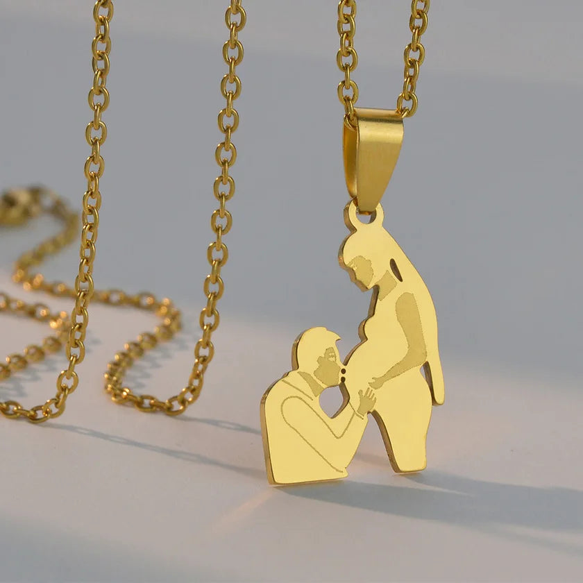 Stainless Steel Family Necklace – Mama Pendant Gift for Women & Kids | Birthday or Mother’s Day Jewelry for Girls & Boys
