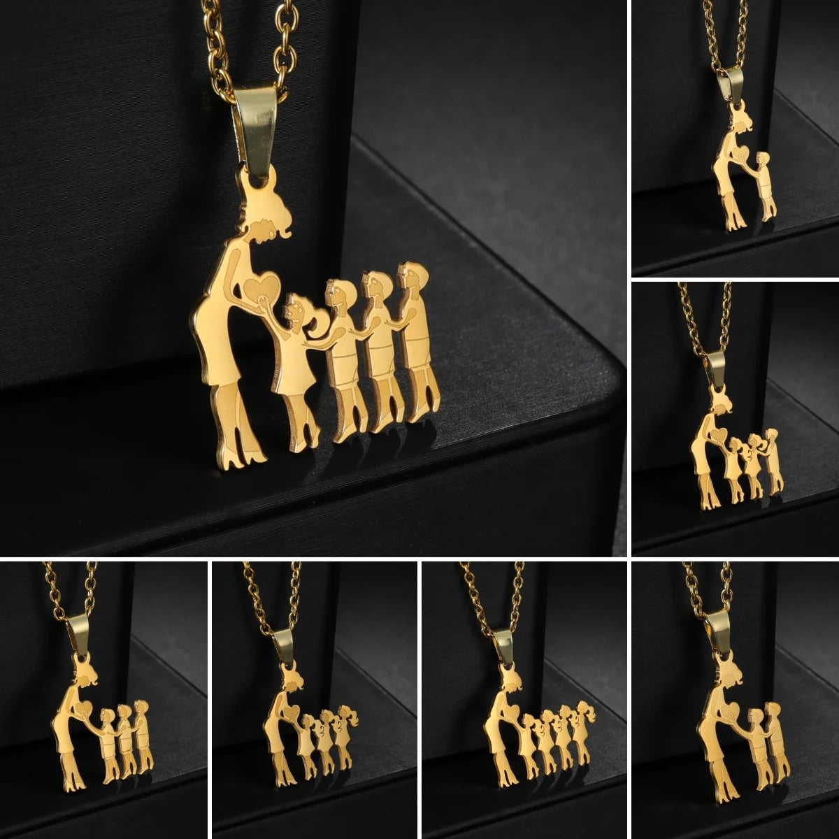 Stainless Steel Family Necklace – Mama Pendant Gift for Women & Kids | Birthday or Mother’s Day Jewelry for Girls & Boys