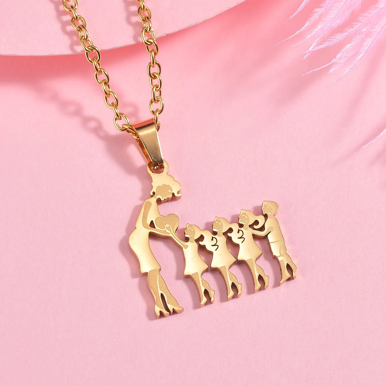 Stainless Steel Family Necklace – Mama Pendant Gift for Women & Kids | Birthday or Mother’s Day Jewelry for Girls & Boys
