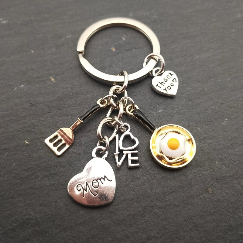 Heart-Shaped Engraved Letter Keychain