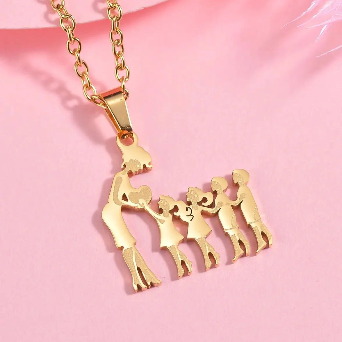 Stainless Steel Family Necklace – Mama Pendant Gift for Women & Kids | Birthday or Mother’s Day Jewelry for Girls & Boys