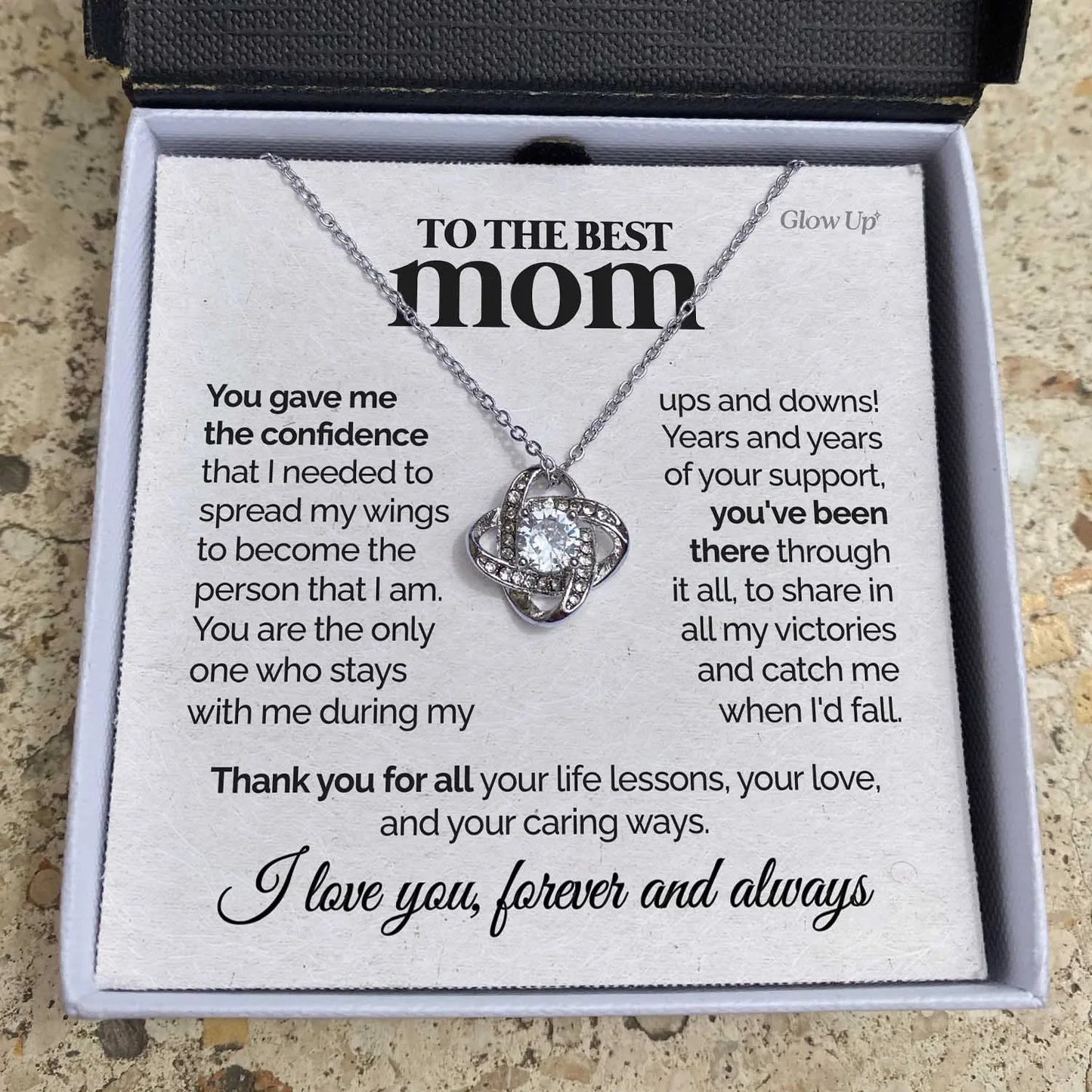To My Best Mom – 2023 Love Knot Necklace Gift for Fashionable Mothers | Mother’s Day & Birthday Pendant with Gift Box