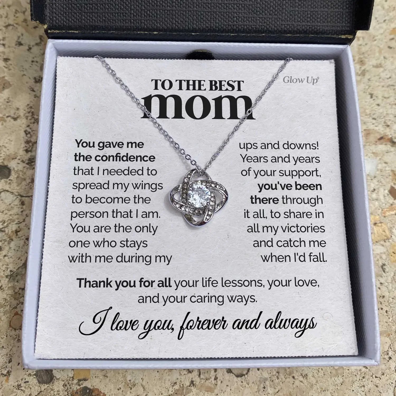 To My Best Mom – 2023 Love Knot Necklace Gift for Fashionable Mothers | Mother’s Day & Birthday Pendant with Gift Box