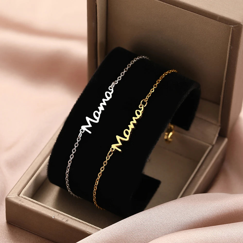 Stainless Steel Bracelets Mama, Mom Gift