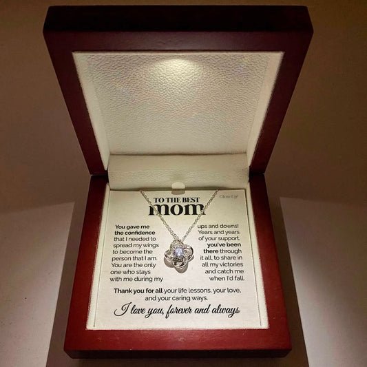 To My Best Mom – 2023 Love Knot Necklace Gift for Fashionable Mothers | Mother’s Day & Birthday Pendant with Gift Box
