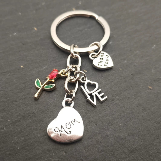 Heart-Shaped Engraved Letter Keychain 